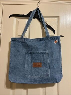 Denim Tote Bag with Front Pocket NIP